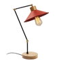 Opviq Manavgat - N-606 Lámpara de mesa roja con base de madera
